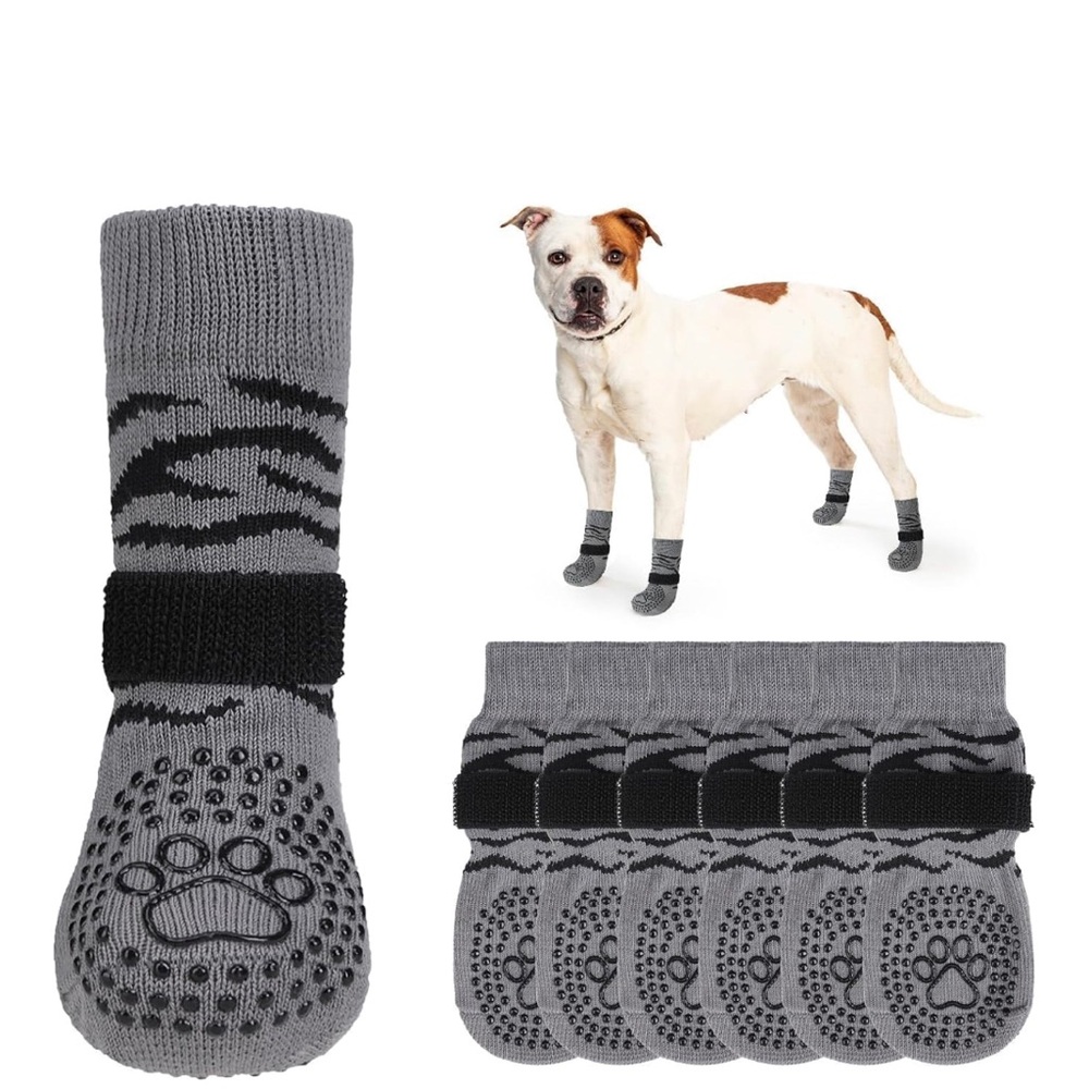 Non-Slip Dog Socks for Hardwood Floors Dog Socks with Grippers for Hot/Cold LG